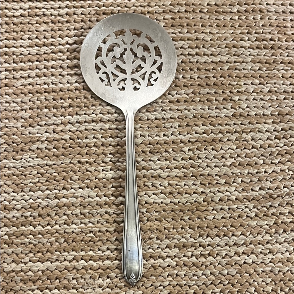 Heirloom Sterling Silver Damask Rose Bon Bon / Nut Spoon 8”L 2.75”D